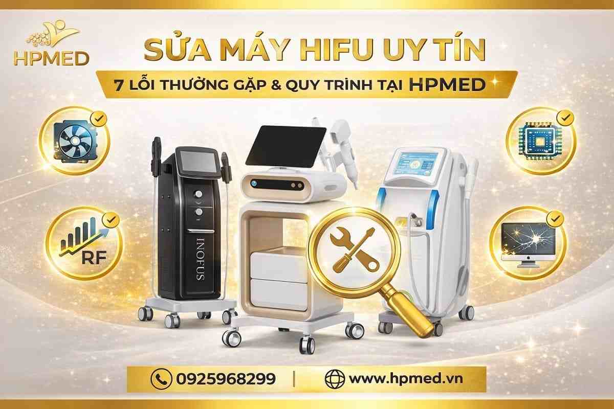 sửa máy HIFU nâng cơ chuyên nghiệp tại HPMED giúp xử lý dứt điểm lỗi mất nguồn và hỏng tay cầm