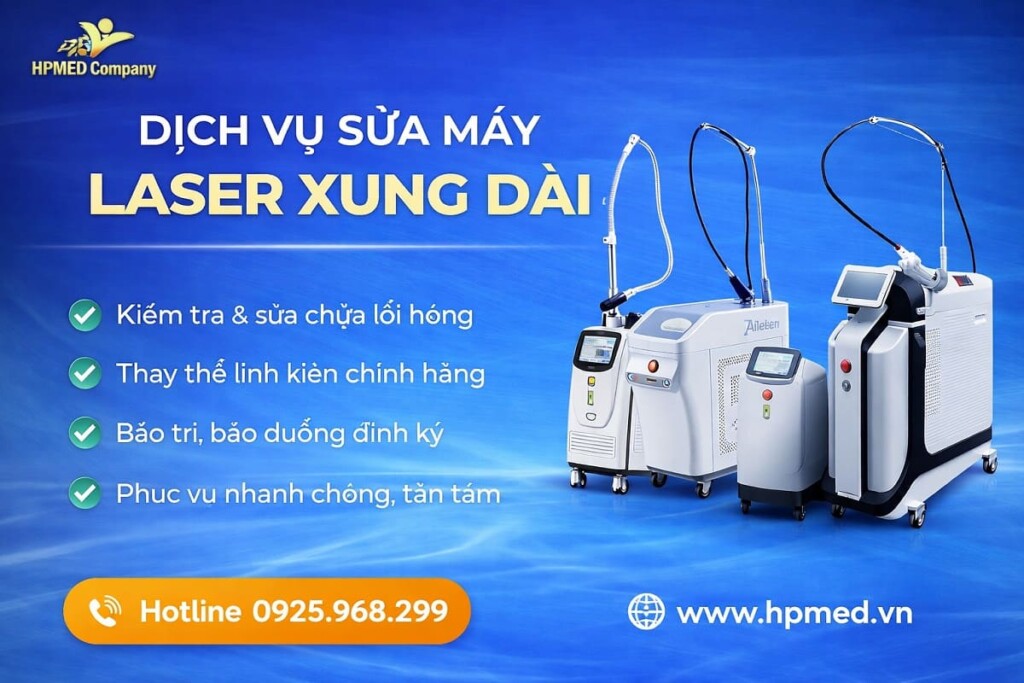Dịch Vụ Sửa Máy Laser Xung Dài Mercury Chuyên Nghiệp 1 Kỹ thuật viên HPMED thực hiện quy trình kiểm tra và sửa chữa máy Laser xung dài công nghệ cao