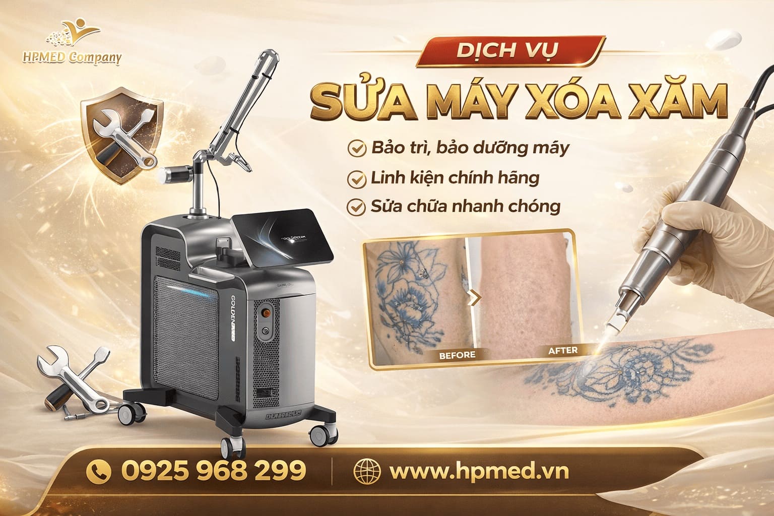 Dịch vụ sửa máy xóa xăm laser chuyên nghiệp tại HPMED